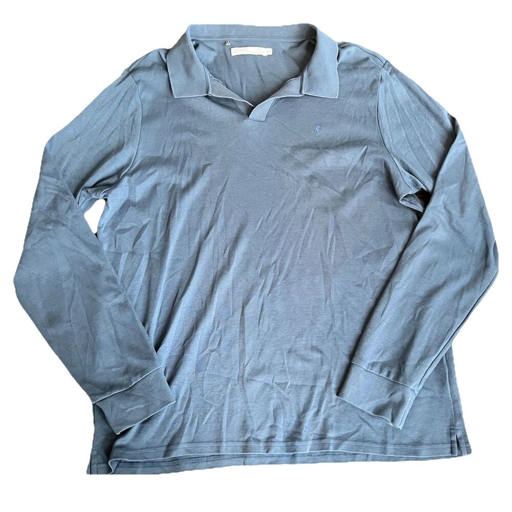 CRIQUET Polo Shirt‎ Men’s XXL Long Sleeve Blue Grey Preppy Golf Performance